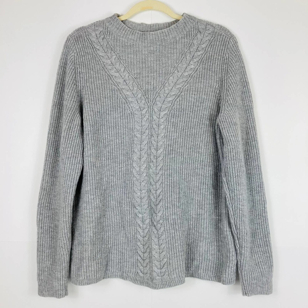 Talbots Lambs Wool Blend Cable Knit Crew Sweater